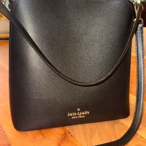 Kate Spade Black Pebbled Darcy Crossbody Bucket Bag